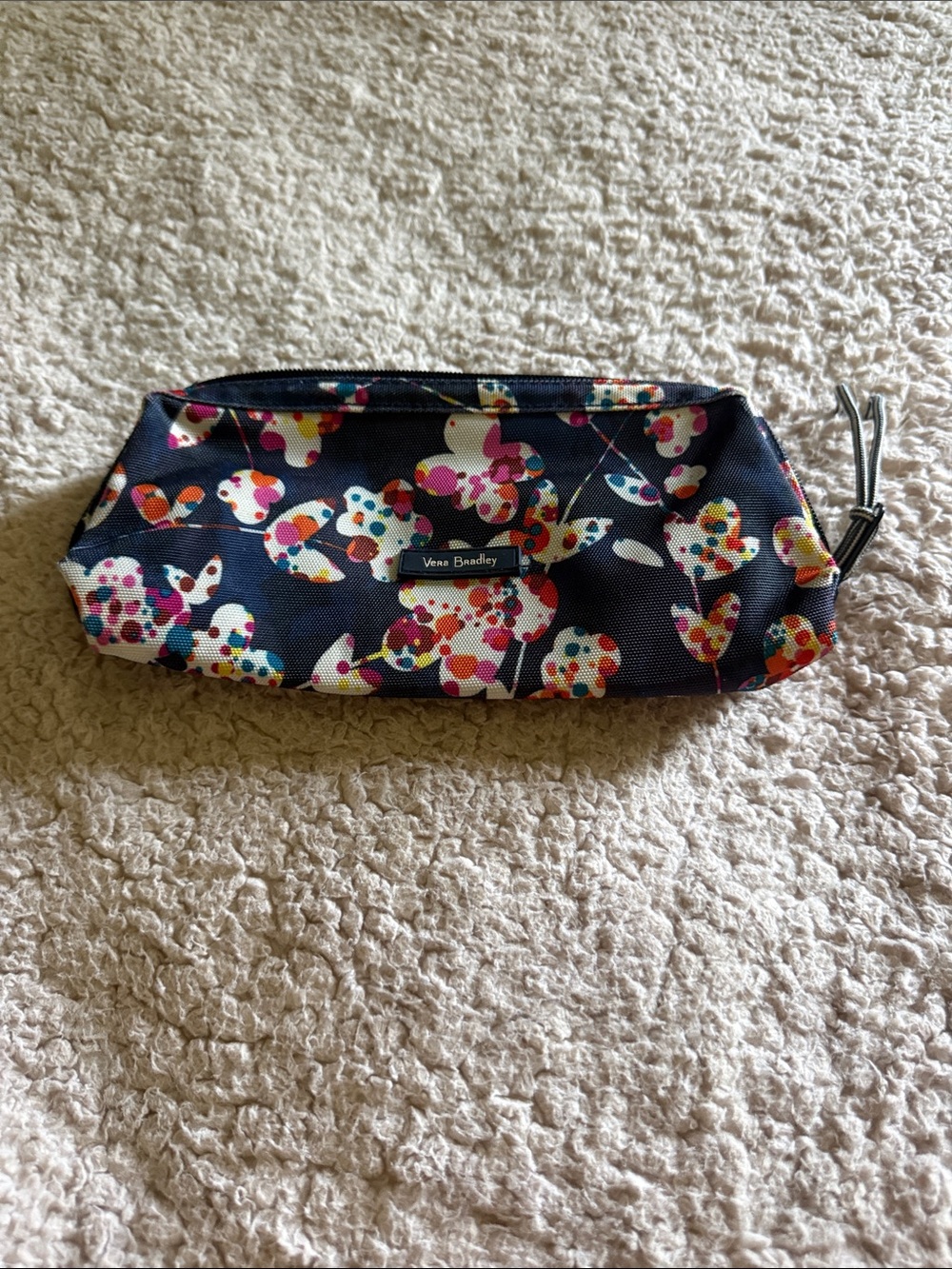 Vera Bradley Navy Floral Dot Zip Pouch